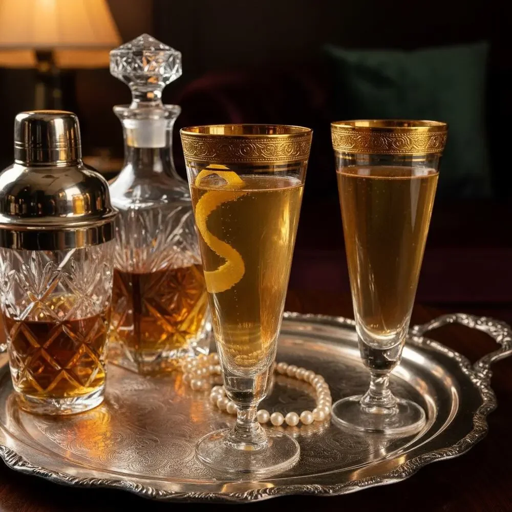 Glastonbury Lotus Rambler Rose 35 Gold Non Optic Pilsner Glasses-Set of 3-Tiffin